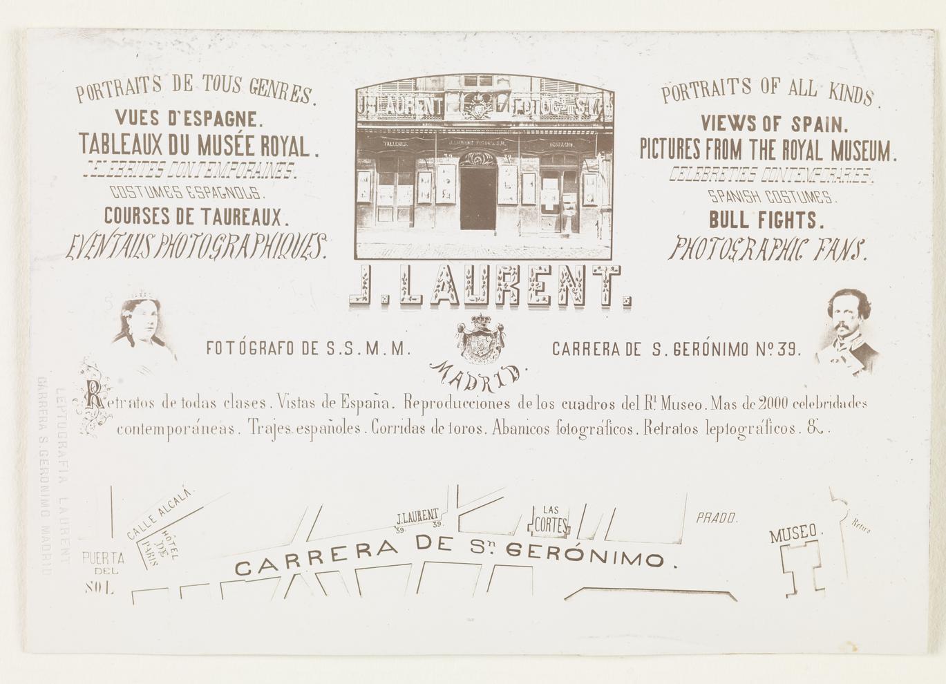 Imagen de tarjeta de visita de J. Laurent publicitando su empresa