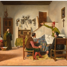 Visita del cura y el barbero a don Quijote