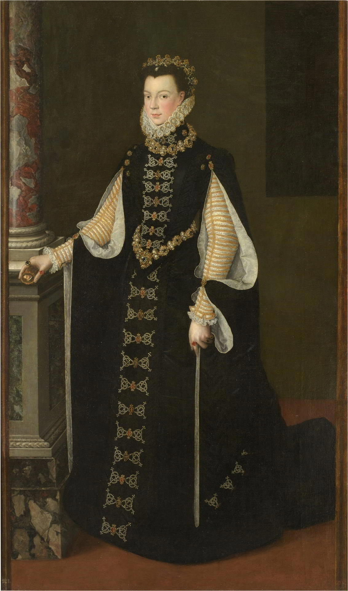 Isabel de Valois sosteniendo un retrato de Felipe Segundo. Sofonisba Anguissola